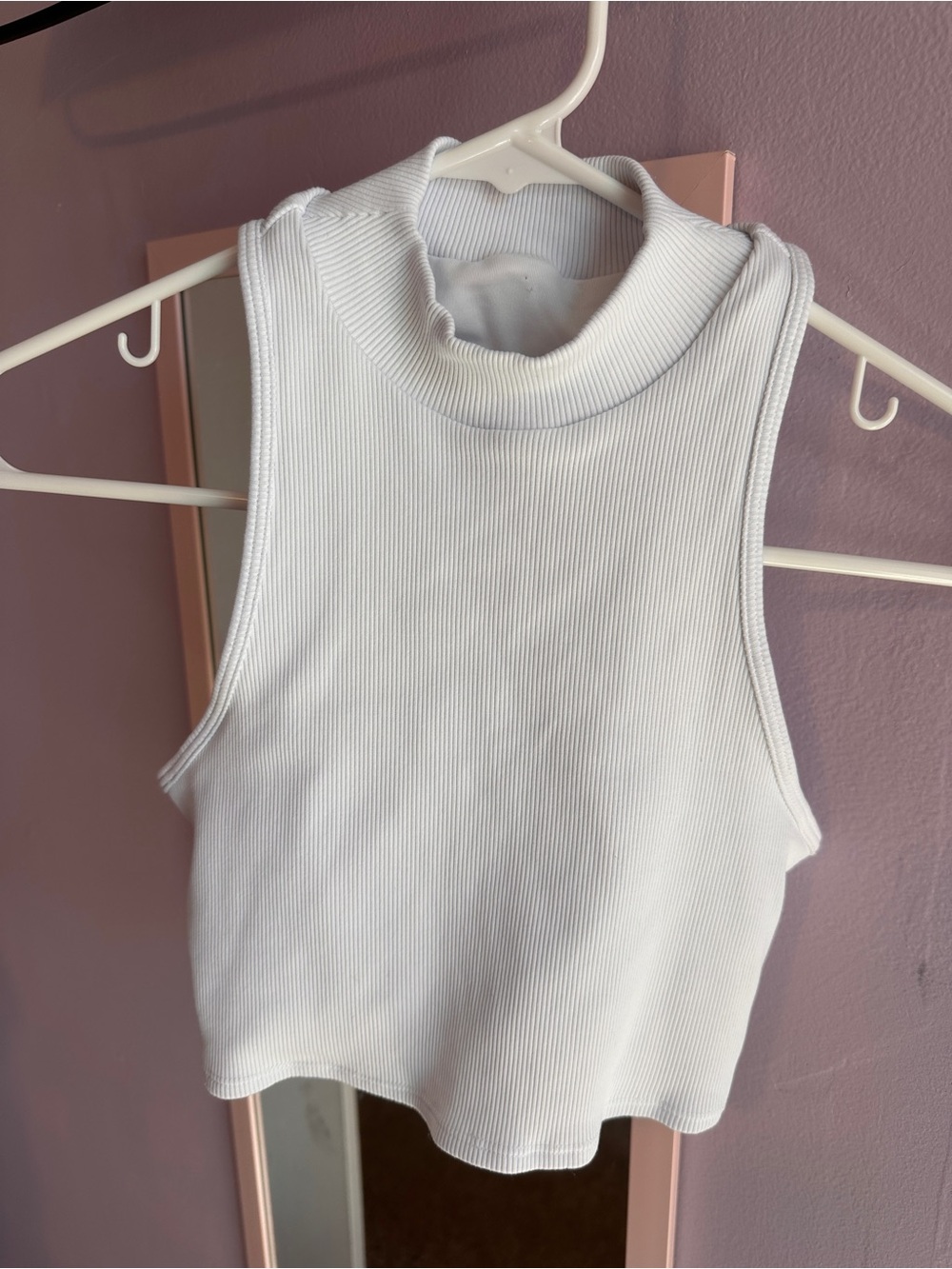 ALO Yoga white ribbed built-in bra tank